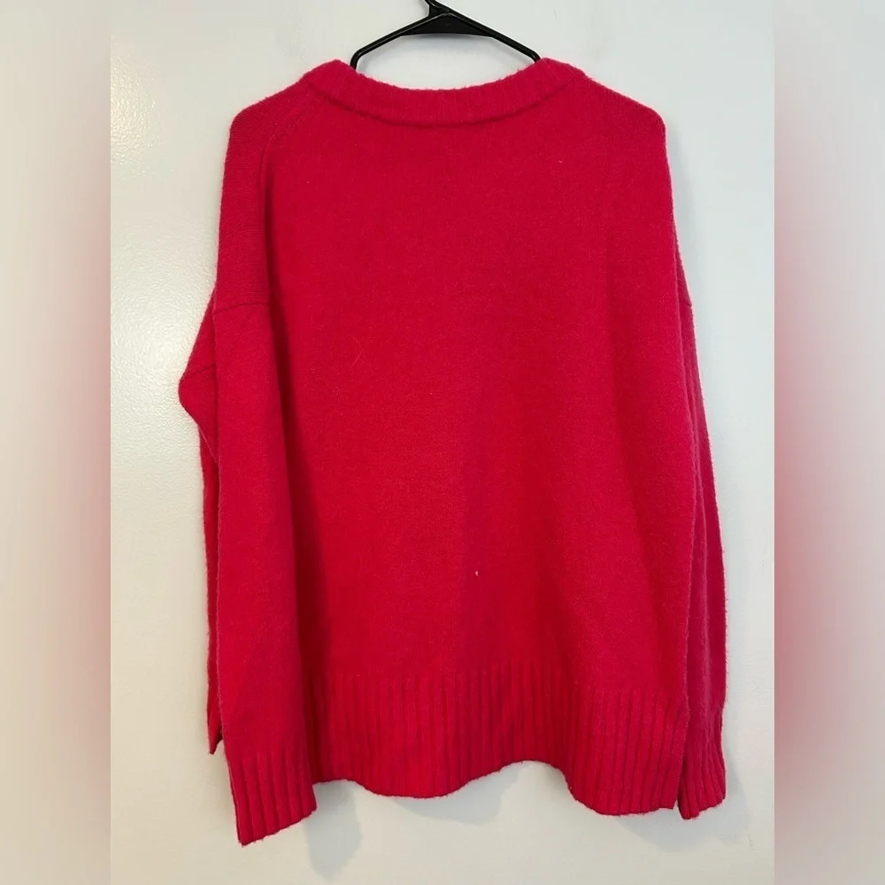 J. Crew Bright Pink Wool/Alpaca Blend Pullover Crewneck Sweater Size Small